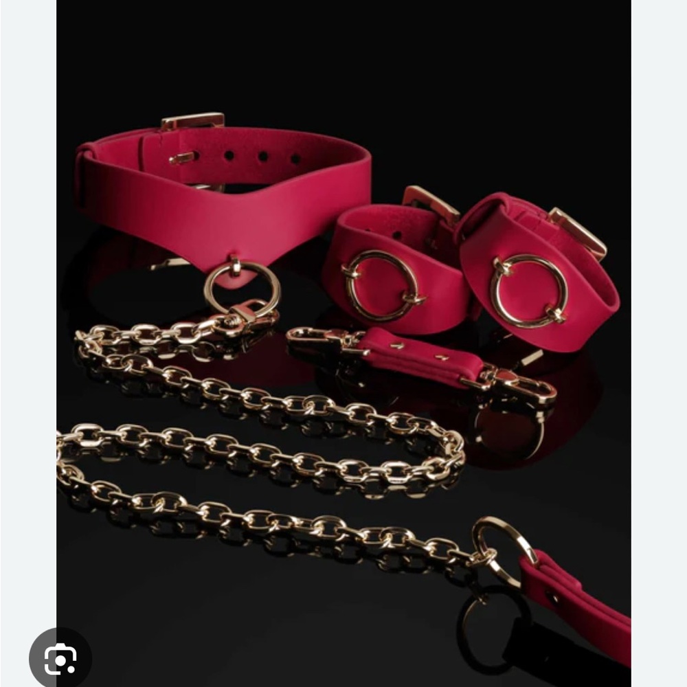 Honey Birdette Jael Red Bondage Set with Gold Chain